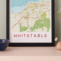 Framed And Personalised Whitstable Kent Map Print, thumbnail 3 of 7