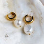 Baroque Pearl Drop Huggie Hoop Gold Plated Earrings, thumbnail 1 of 4