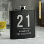 Personalised 21st Birthday Black Hip Flask With Gift Box, thumbnail 1 of 2