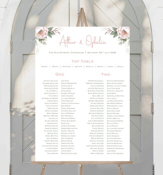 Wedding Table Plan In Pink Floral, 2 of 6