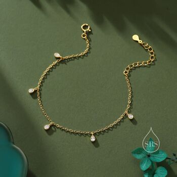 Cz Droplet Bracelet In Sterling Or Gold, 4 of 12