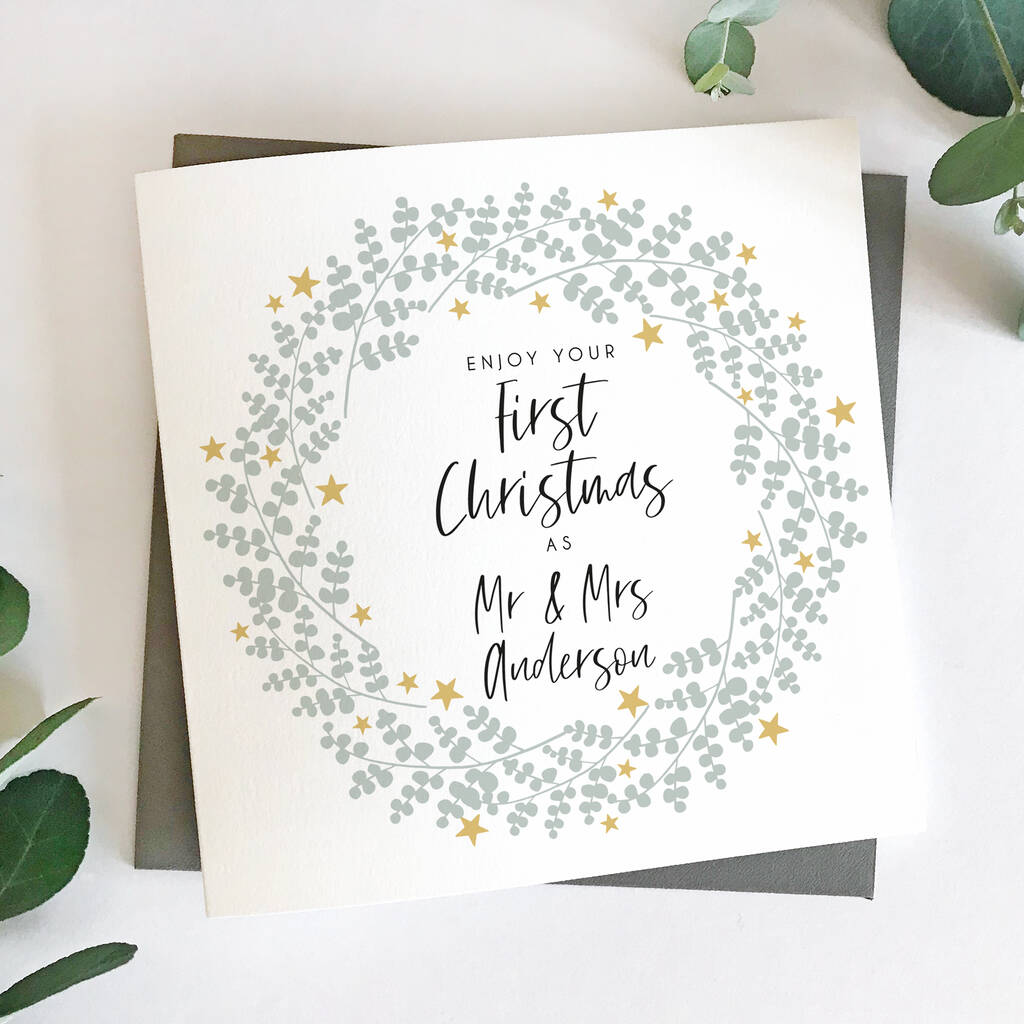 Your First Married Christmas Eucalyptus Card, 1 of 5