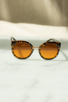 Brown Tortoise Shell Gold Rim Cat Eye Sunglasses, 2 of 6