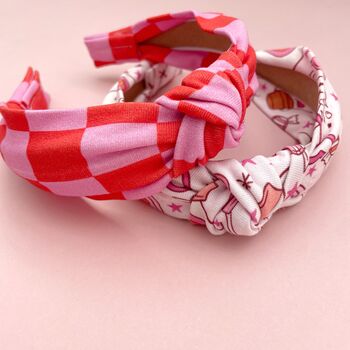 Checkerboard Pink And Red Headband, 2 of 3