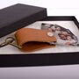 Men's Tan Leather Personalised Photo Keyring Gift, thumbnail 5 of 9