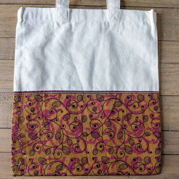 Colourful Half Sari Cotton Tote Bags, Fair Trade Shopping Bag Handmade In India, 10 of 12