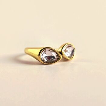 14ct Gold Plated Double Gemstone Ring, 6 of 9