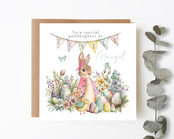 Personalised Easter Card Pink Easter Scene, 4 of 4