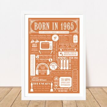 1965 Personalised 60th Birthday Fact Print Gift, 2 of 10