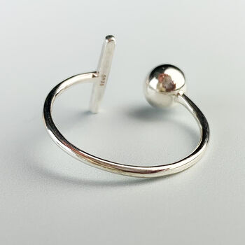 Sterling Silver Geometric Adjustable Ring, 3 of 5