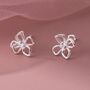 Sterling Silver Flower Petal Crystal Stud Earrings, thumbnail 1 of 5