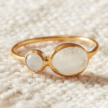 White Moonstone Oval Double Stacking Ring, 2 of 11