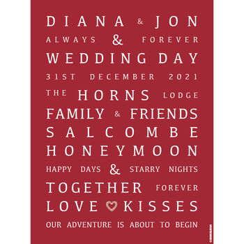 Personalised Wedding Or Anniversary Memories Print, 9 of 11