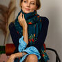 Teal Botanical Printed Scarf, thumbnail 5 of 8