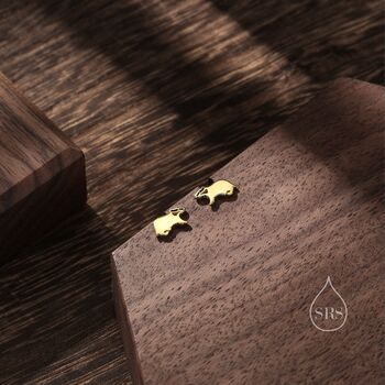 Extra Tiny Badger Stud Earrings In Sterling Silver, 5 of 12