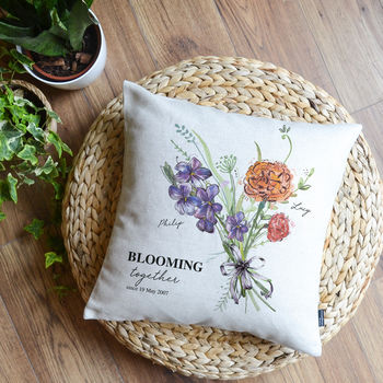 Birth Month Flower Couple Cushion, 3 of 8