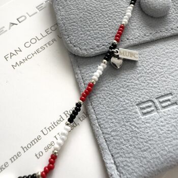 Manchester United Football Fan Mufc Bracelet With Heart Charm, 3 of 7