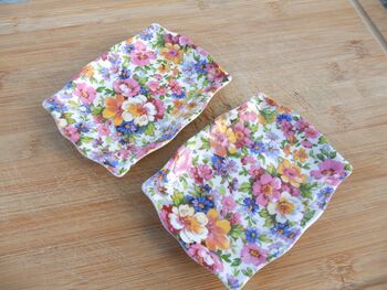 Set Of Two Handmade Soap Dishes In Olde England Chintz Design, 4 of 7