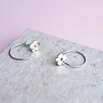 Sterling Silver Poppy Flower Hoop Earrings, 5 of 7