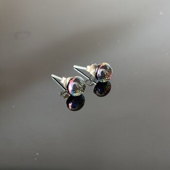 Pink Sparkly Fused Glass Sterling Silver Stud Earrings, 4 of 10