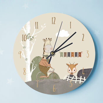 Giraffe And Deer Woodland Themed Clock, 2 of 3