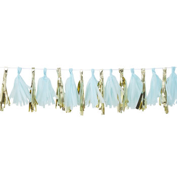 Blue And Gold Party Decoration Tassel Garland, 2 of 3