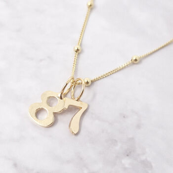 18ct Gold Plated Number Pendant Charm Necklace, 4 of 7