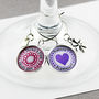 Personalised Hearts And Flowers Wine Glass Charm, thumbnail 2 of 8