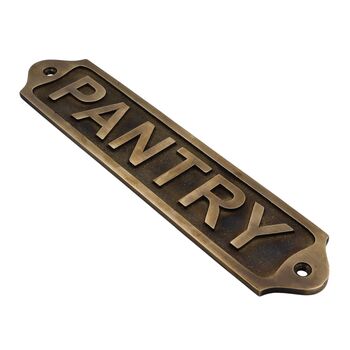 Solid Brass Pantry Plaque With Antique Finish, 3 of 5