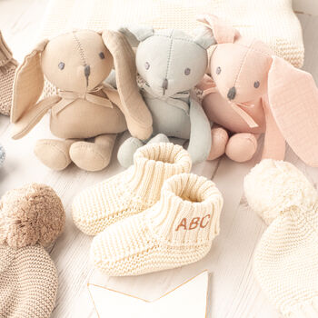 Fudge Luxury Welcome Baby Knitted Essentials And Toy Gift Set, 2 of 11