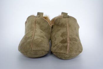 Sheepskin Slippers Olive 100% Hand Crafted Soft Sole, 4 of 8