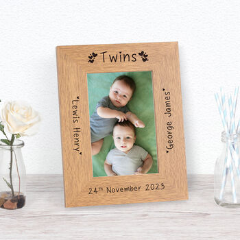 Personalised Twins Wood Picture Frame, 2 of 2