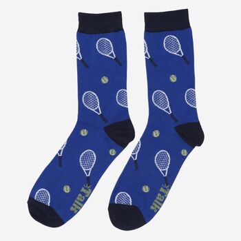 Men's Bamboo Socks Blue Tennis, 2 of 4