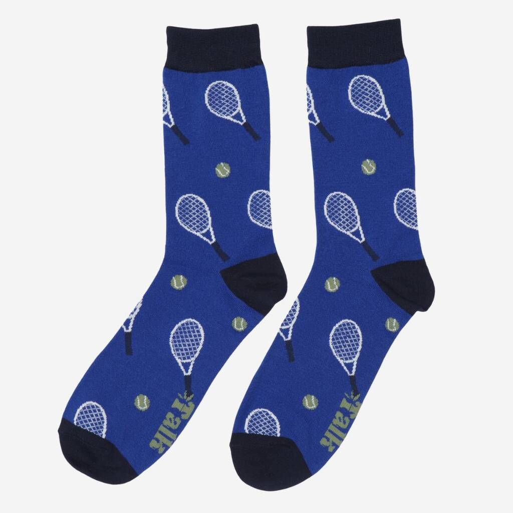Men's Tennis Bamboo Socks In Blue By Sock Talk