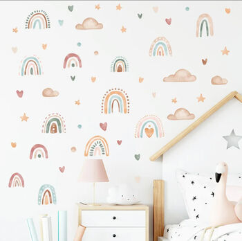 Pastel Rainbow Clouds Stars Waterproof Removable Wall Stickers, 2 of 6