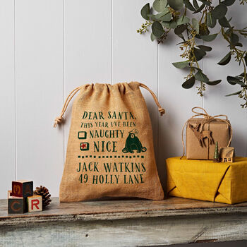 Personalised Christmas Hessian Sack Small Dear Santa, 3 of 4