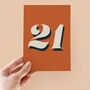 Personalised Retro Number Typography Greetings Card, thumbnail 1 of 10