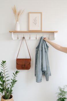 White Coat Rack With Shelf And Hooks, 2 of 12
