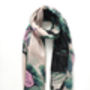 Personalised Soft Pink To Emerald Floral Print Scarf, thumbnail 4 of 5