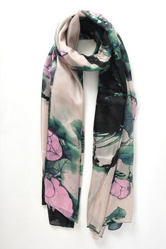 Personalised Soft Pink To Emerald Floral Print Scarf, 4 of 5