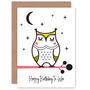 White Owl On Branch Happy Birthday To Woo Card, thumbnail 2 of 4