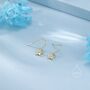 Sterling Silver Dainty Cz Flower Drop Dangle Earrings, thumbnail 3 of 11