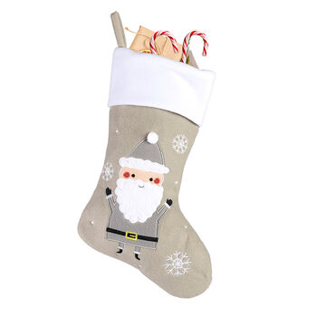 Personalised Grey Santa Christmas Stocking, 2 of 3