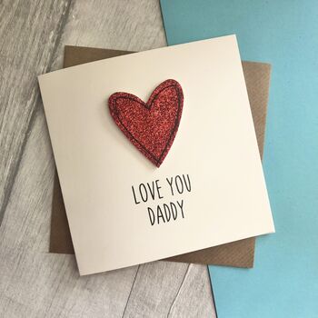 Love You Dad/Daddy Glitter Heart Birthday/Father's Card, 4 of 4