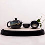 Black Glazed Herbal Tea Set With Teapot And Tea Cups, thumbnail 3 of 4