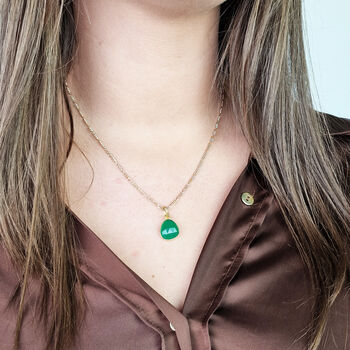 18ct Gold Plated Green Onyx Charm Necklace, 2 of 5