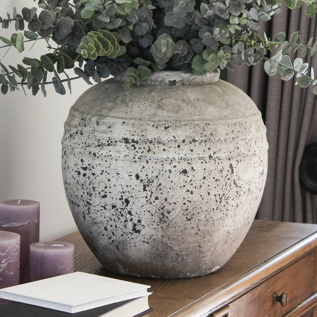 Large Distressed Stoneware Vase