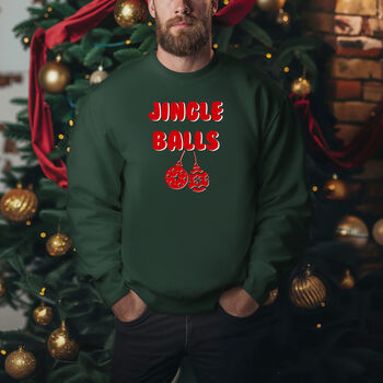 Jingle Balls Christmas Jumper In Dark Heather, 8 of 12