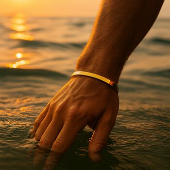 Men’s Personalised Gold Plated Titanium Cuff Bangle, 2 of 9