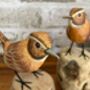 Hand Carved Wooden Wren Ornament Garden Bird Figurine, thumbnail 5 of 10